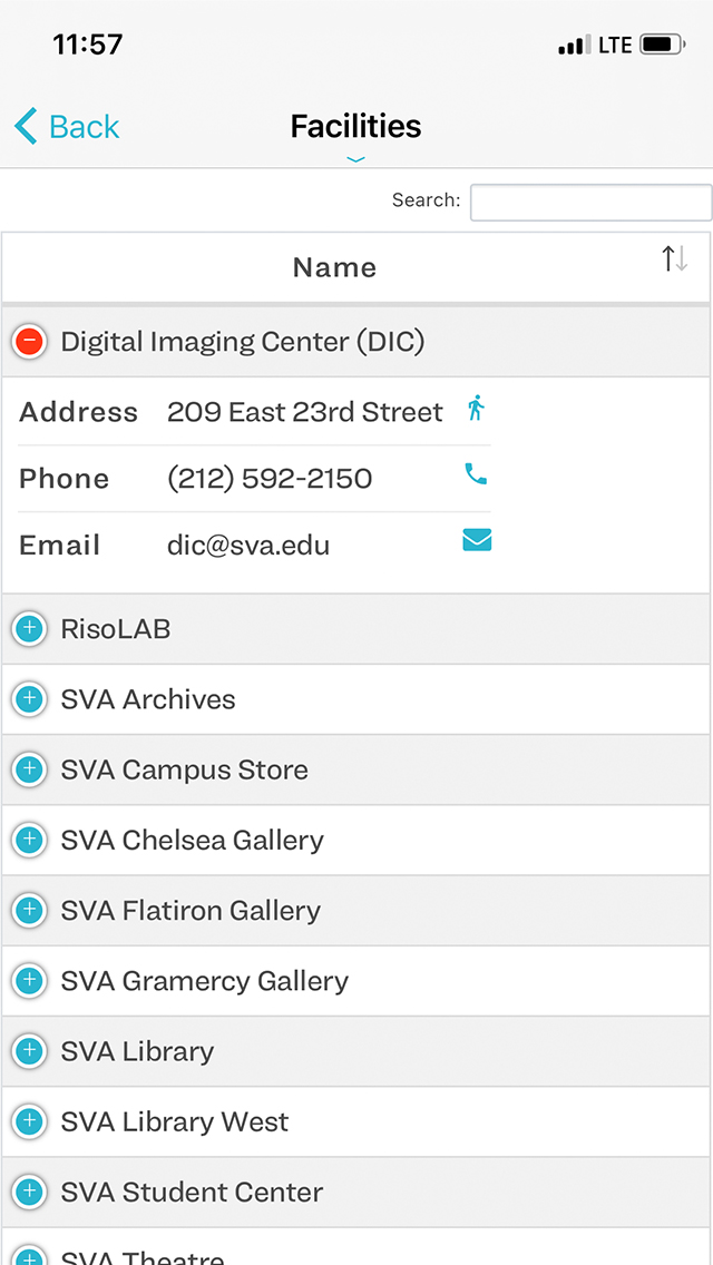 GoSVA App Facilities screenshot